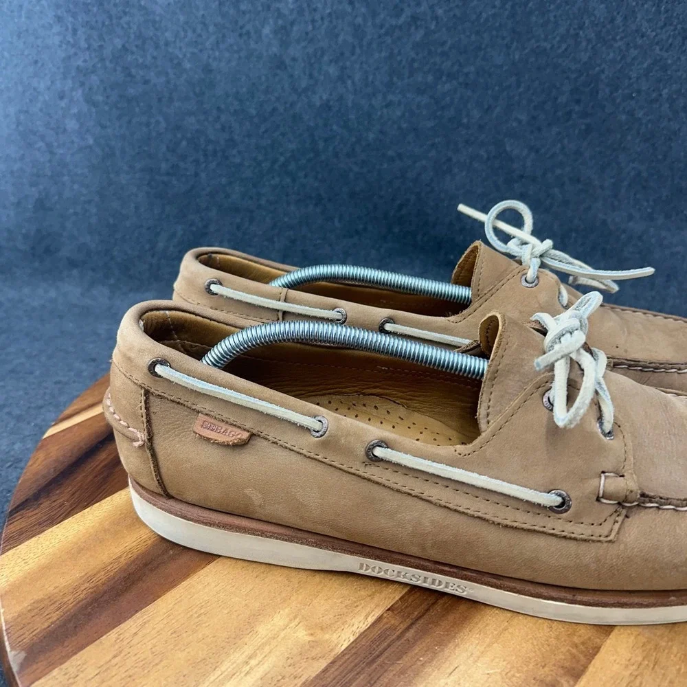 Sebago Docksides Crest Collection Mens 13 Tan Nubuck Leather Boat Shoes 720163